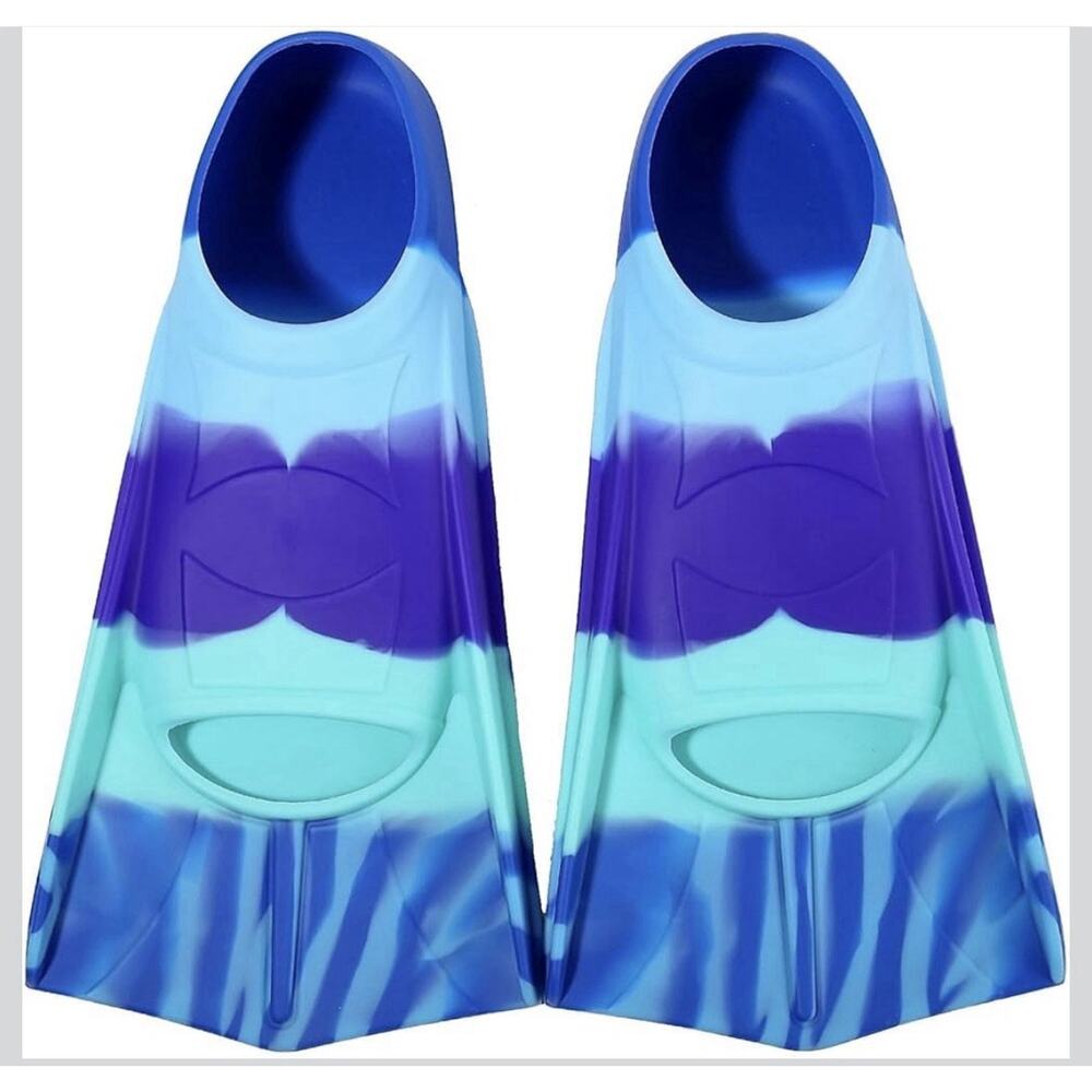 Kids Swim Training Fins Small Blue Tie Dye Swim Flippers Youth Snorkel